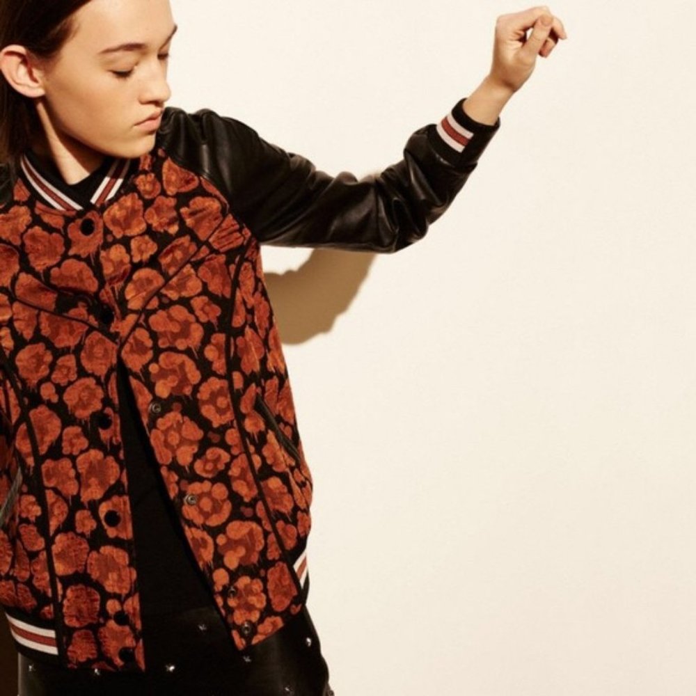 COACH Shrunken Wild Beast Satin Baseball Jacket
